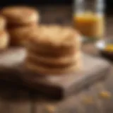 Golden brown biscuits served on a rustic wooden table