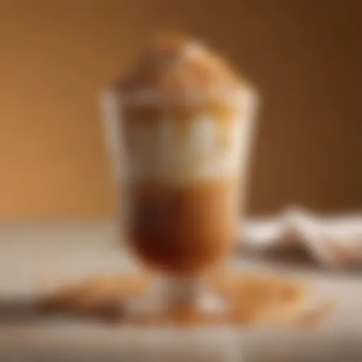 A richly layered Dunkin' caramel drink showcasing its velvety texture and inviting aroma.