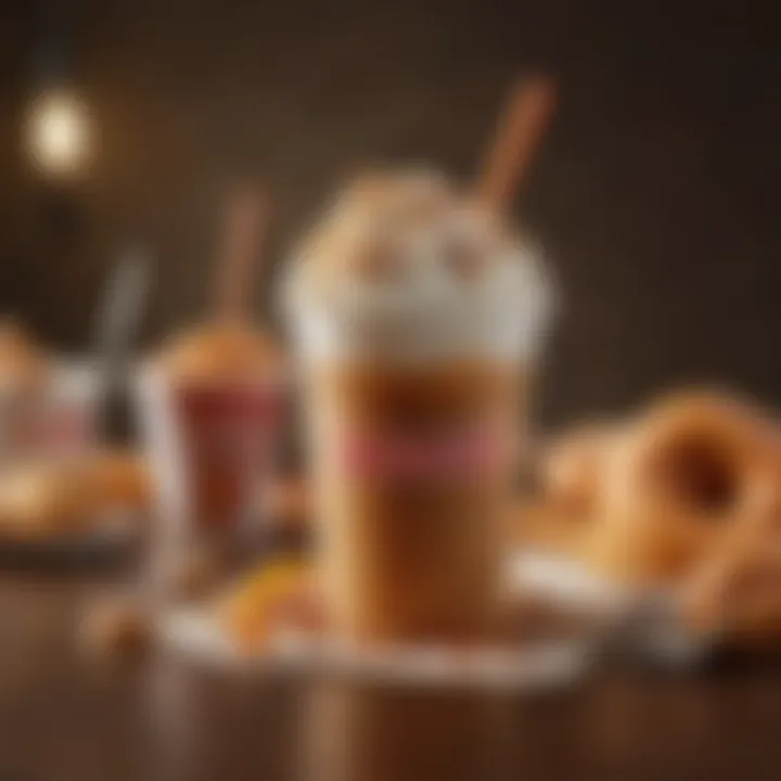 A beautifully styled Dunkin' caramel drink surrounded by ingredients that enhance its flavor profile.