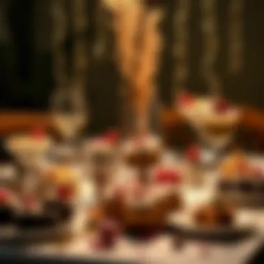 Celebration Table with No-Bake Treats A stylishly arranged table set for a celebration featuring an assortment of no-bake treats.