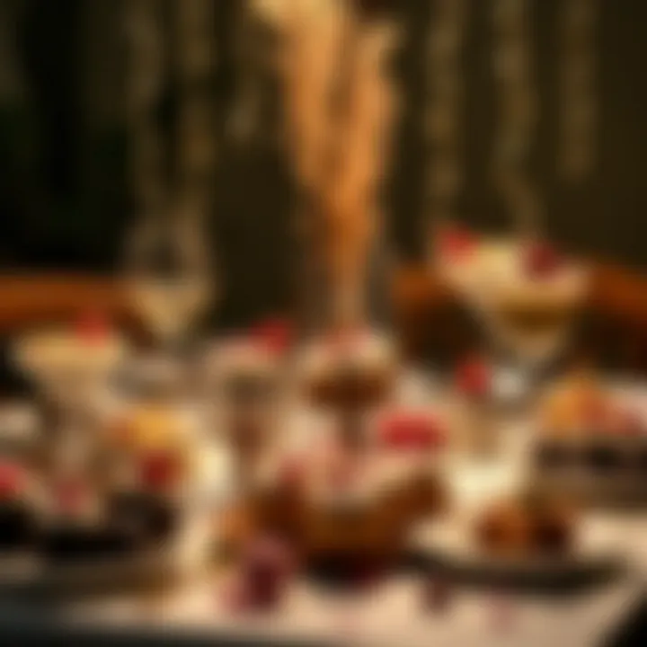 Celebration Table with No-Bake Treats A stylishly arranged table set for a celebration featuring an assortment of no-bake treats.