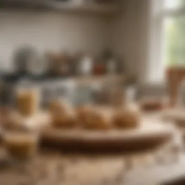 A cozy kitchen scene with cookie dough and baking essentials ready for use