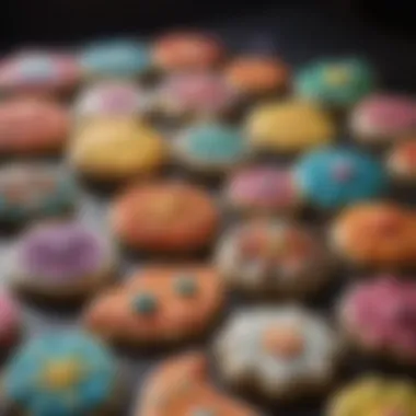 An elegant display of colorful and creatively decorated sugar cookies