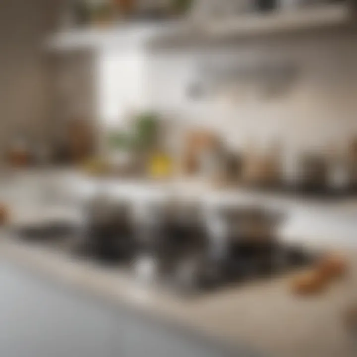 An organized kitchen showcasing sparkling clean pots and pans