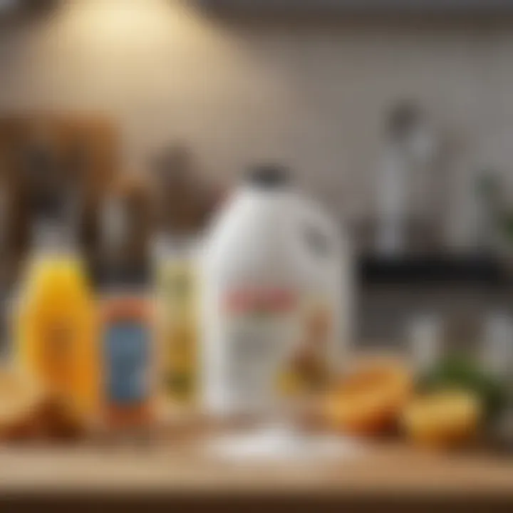 Homemade cleaning solution ingredients arranged neatly