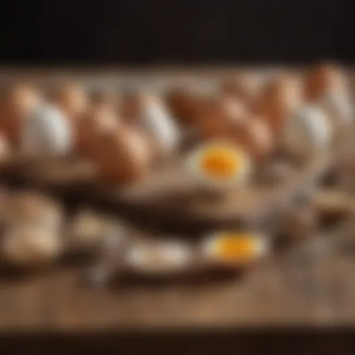 A variety of egg replacers displayed on a rustic wooden table