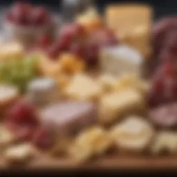 An assortment of gourmet cheeses on a charcuterie board