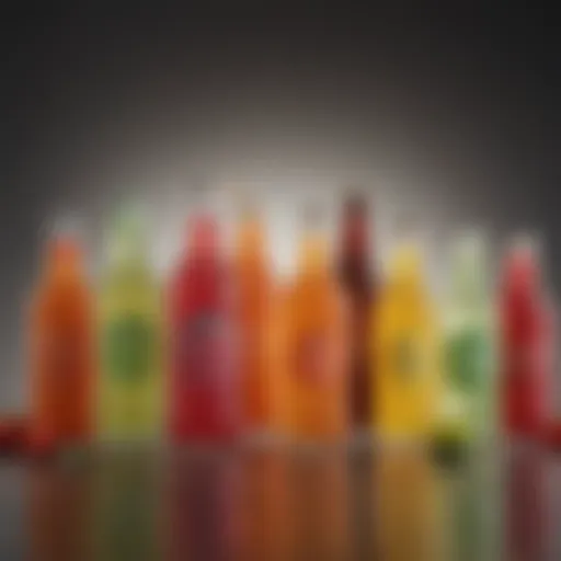 A vibrant collection of non-alcoholic drinks showcasing varied textures and colors.