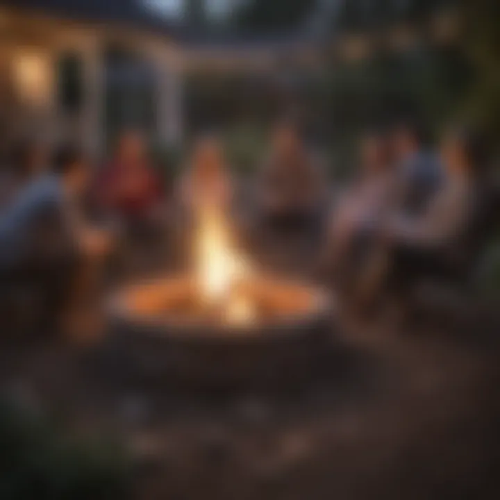 Group of friends enjoying an evening around a firepit