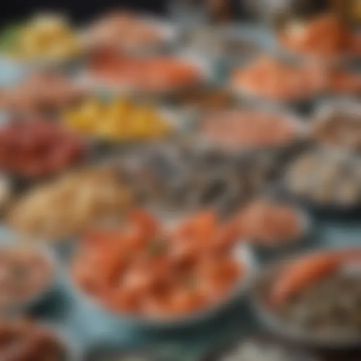 Display of fresh seafood known for high zinc content