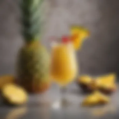 Creative cocktail with pineapple and vibrant garnishes