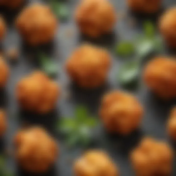 A vibrant array of various fried popcorn chicken variations garnished with herbs and spices.