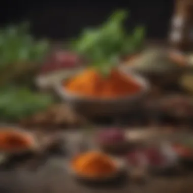 Colorful Spices and Fresh Herbs A vibrant array of spices and fresh herbs