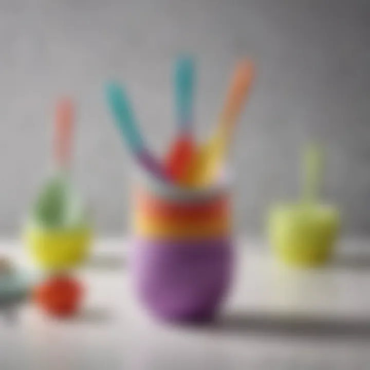 An elegant arrangement of silicone spoon holders in various colors.