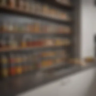 Organized Spice Storage in a Contemporary Kitchen Modern kitchen featuring a well-organized spice shelf