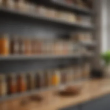 Diverse Materials for a Spice Shelf Diverse materials used in spice shelf construction