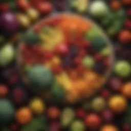 A vibrant array of fresh fruits and vegetables showcasing healthy eating principles