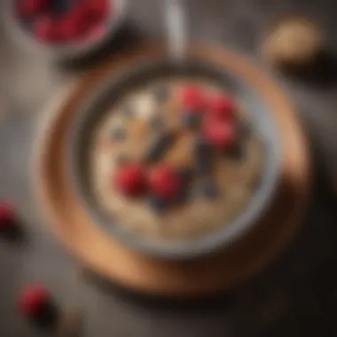 A bowl of hearty quinoa porridge garnished with berries and nuts