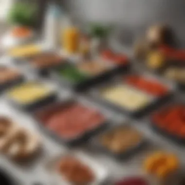 Meal Prep Station An organized meal prep station featuring essential tools and ingredients.