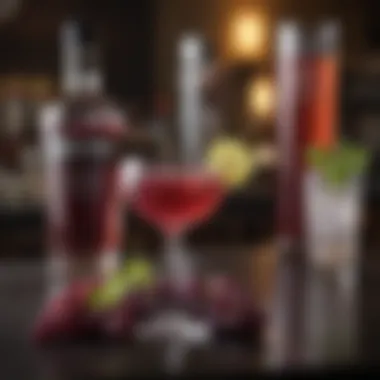 Artistic Grape Vodka Cocktail Display An artistic display of grape vodka cocktails at a stylish bar