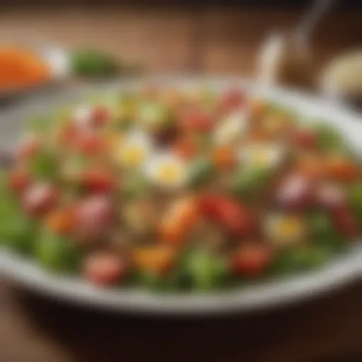 A vibrant salad full of fresh vegetables and grains