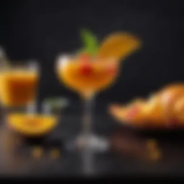 Vibrant cocktail garnished with mango slices