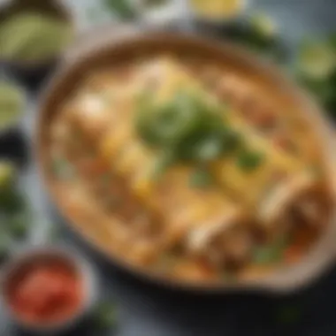 A vibrant plate of Herdez Salsa Verde Chicken Enchiladas garnished with fresh cilantro