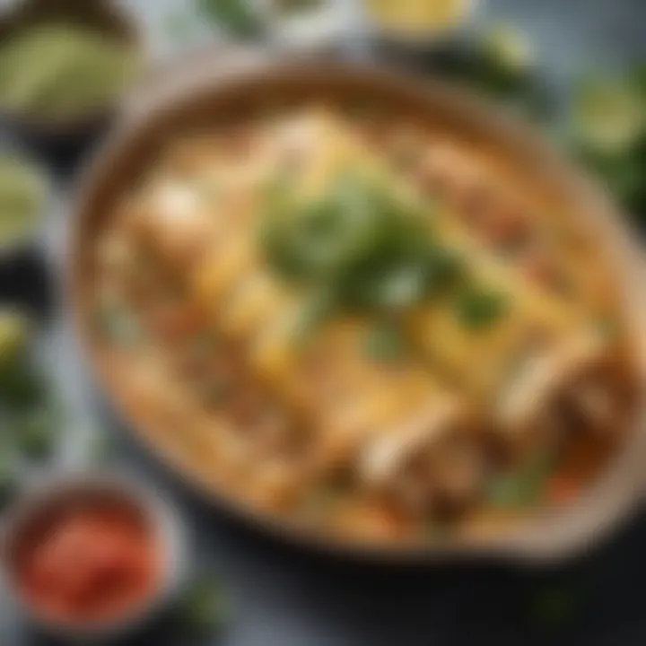 A vibrant plate of Herdez Salsa Verde Chicken Enchiladas garnished with fresh cilantro