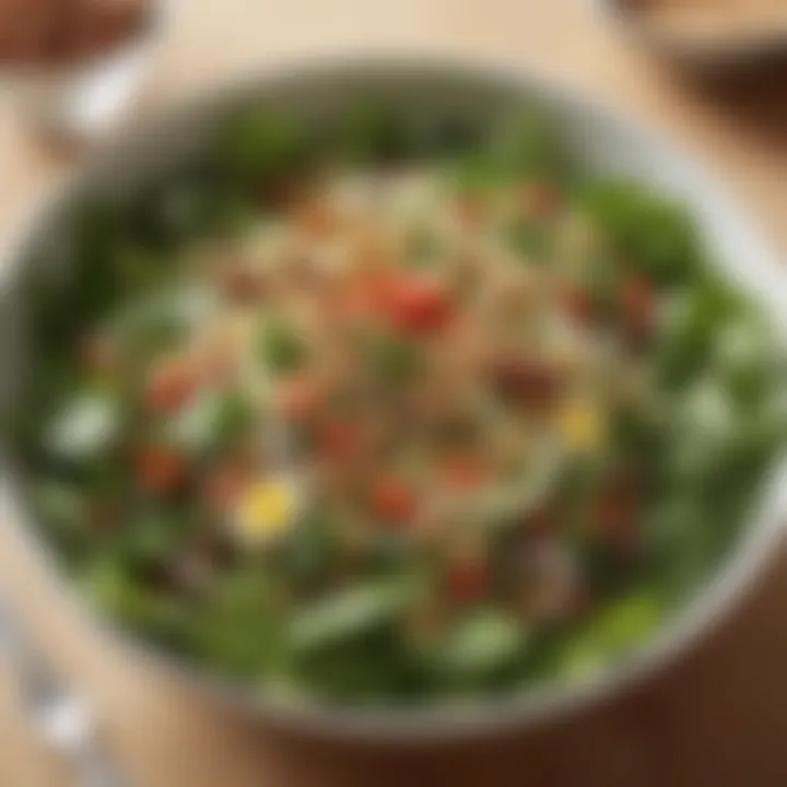 A beautifully presented bowl of a high-fiber salad featuring legumes and leafy greens.