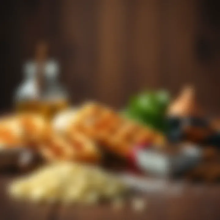 Essential Ingredients for Keto Waffles Close-up of key ingredients for keto waffles on a wooden table