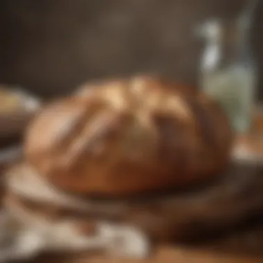 Baked soda bread on a wooden table