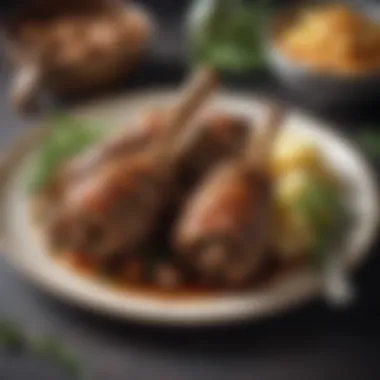 Savory Irish Lamb Shanks Irish lamb shanks garnished with herbs