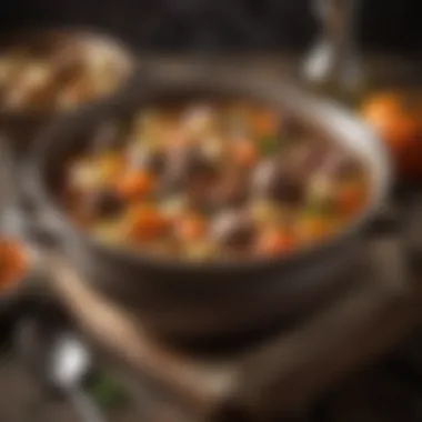 A Hearty Traditional Irish Stew Traditional Irish stew served in a rustic bowl