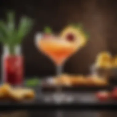 A stylish cocktail setting with keto cocktails and garnishes