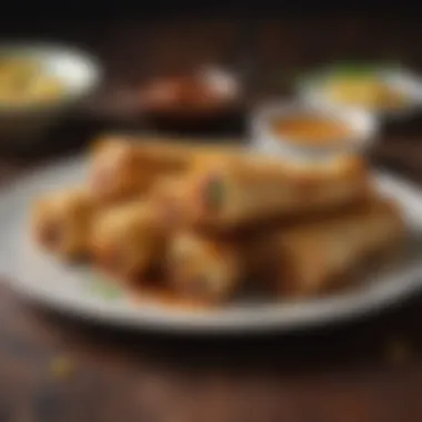 Keto Egg Rolls Plated Elegantly A visually appealing plate of keto egg rolls with vibrant colors and textures.