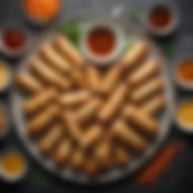 Keto Egg Rolls with Dipping Sauces A beautifully arranged platter of keto egg rolls served with dipping sauces.