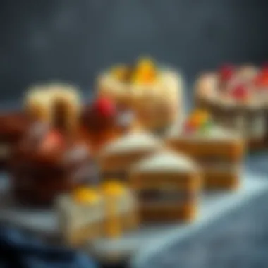 A selection of assorted keto cakes beautifully arranged