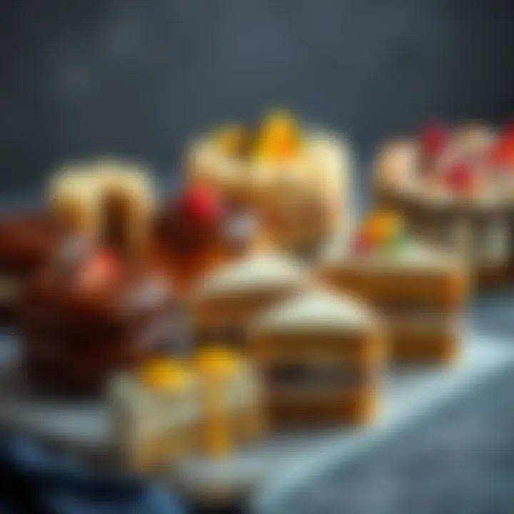 A selection of assorted keto cakes beautifully arranged