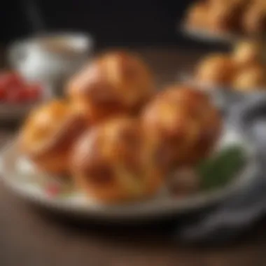 Plated Popovers with Flavorful Accompaniments A beautifully plated dish featuring popovers with various accompaniments