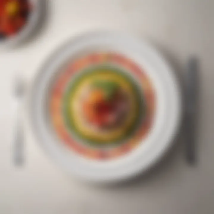 An elegant plate presentation of a light meal featuring colorful ingredients