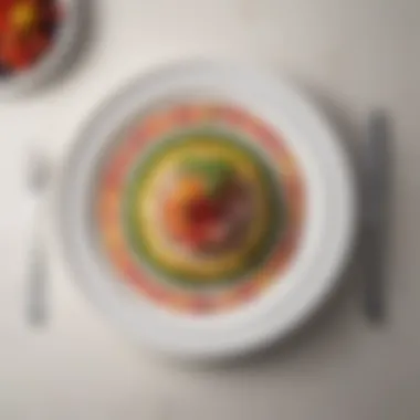 Artful Meal Presentation An elegant plate presentation of a light meal featuring colorful ingredients