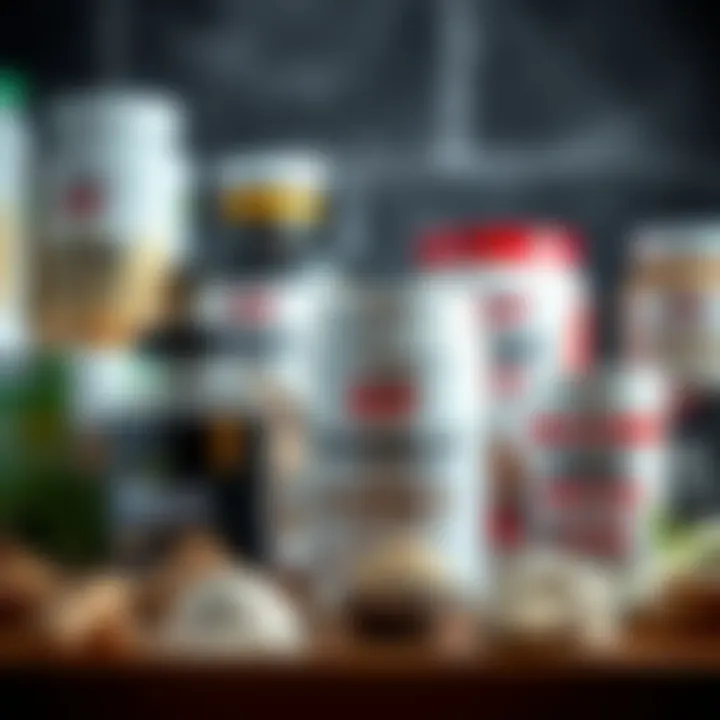 An array of low-carb protein powder options in various containers