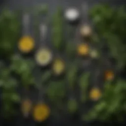 Selection of fresh herbs for salad dressings