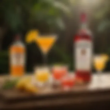 A colorful array of Malibu rum cocktails arranged for a festive gathering.