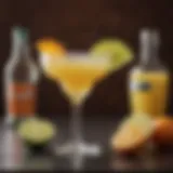 Vibrant margarita with orange juice and lime garnish