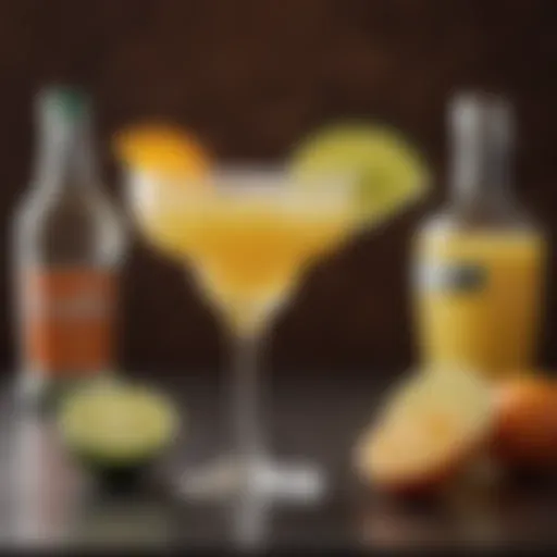 Vibrant margarita with orange juice and lime garnish