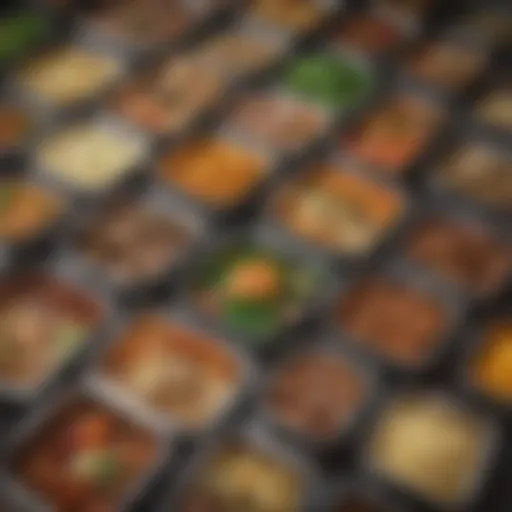 Overview of meal delivery boxes arranged aesthetically