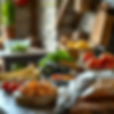 Traditional Mediterranean Ingredients A rustic table setting featuring traditional Mediterranean ingredients.