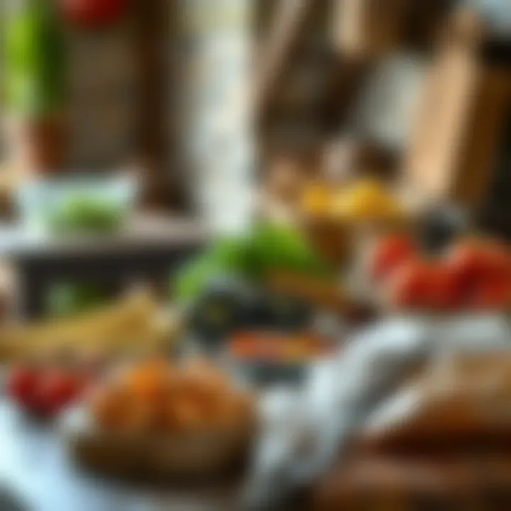 Traditional Mediterranean Ingredients A rustic table setting featuring traditional Mediterranean ingredients.