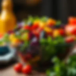 A vibrant bowl of mixed greens with colorful vegetables
